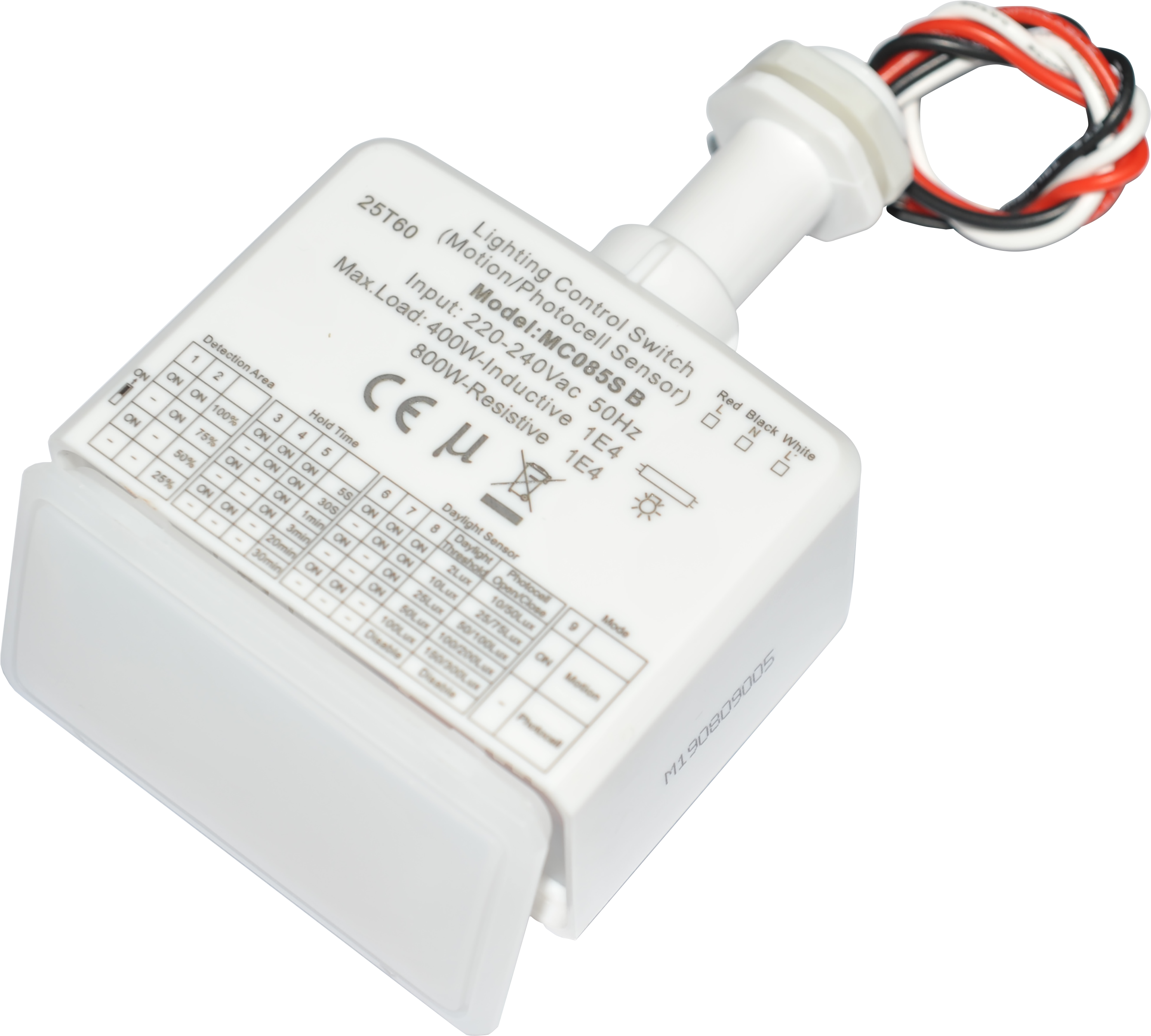 MERRYTEK magnetron bewegings-/schemersensor 6m voor spots 400/800W AAN/UIT kabel