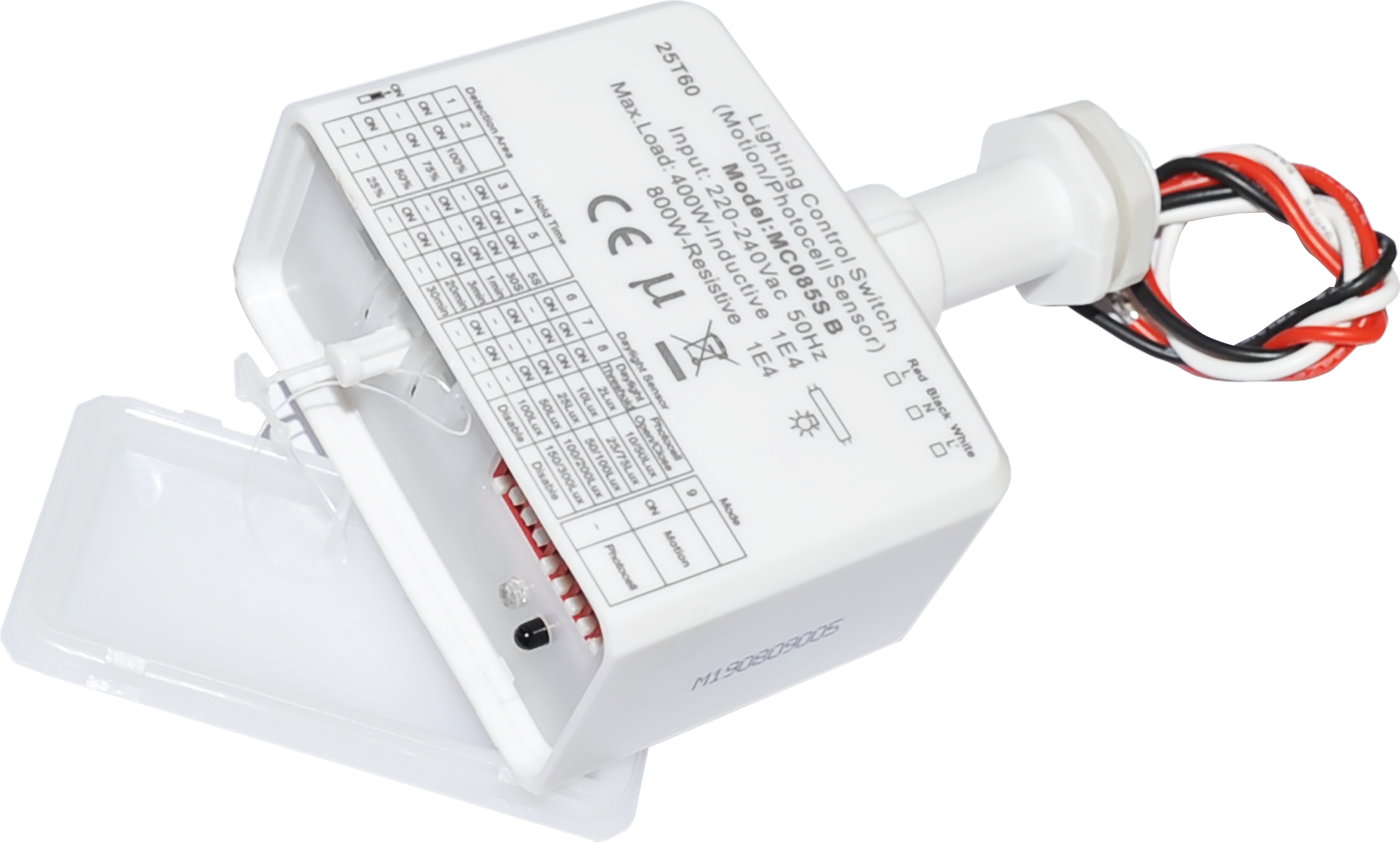 MERRYTEK magnetron bewegings-/schemersensor 6m voor spots 400/800W AAN/UIT Quick Plug