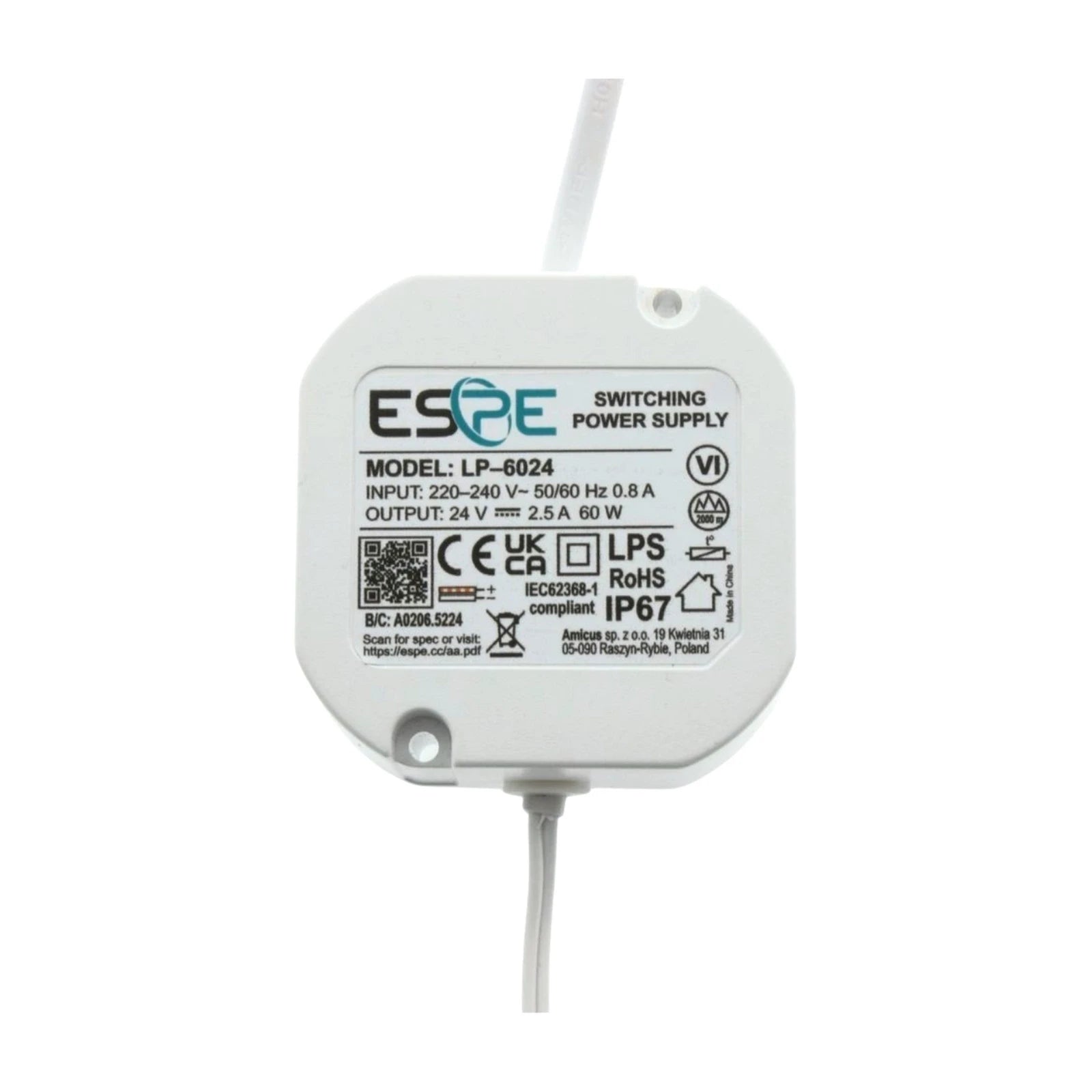 Voeding LP-6024 2.5A 60W 24V PUSHKA