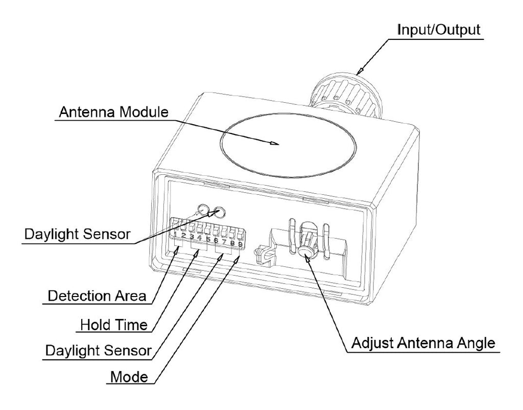 MERRYTEK magnetron bewegings-/schemersensor 6m voor spots 400/800W AAN/UIT kabel