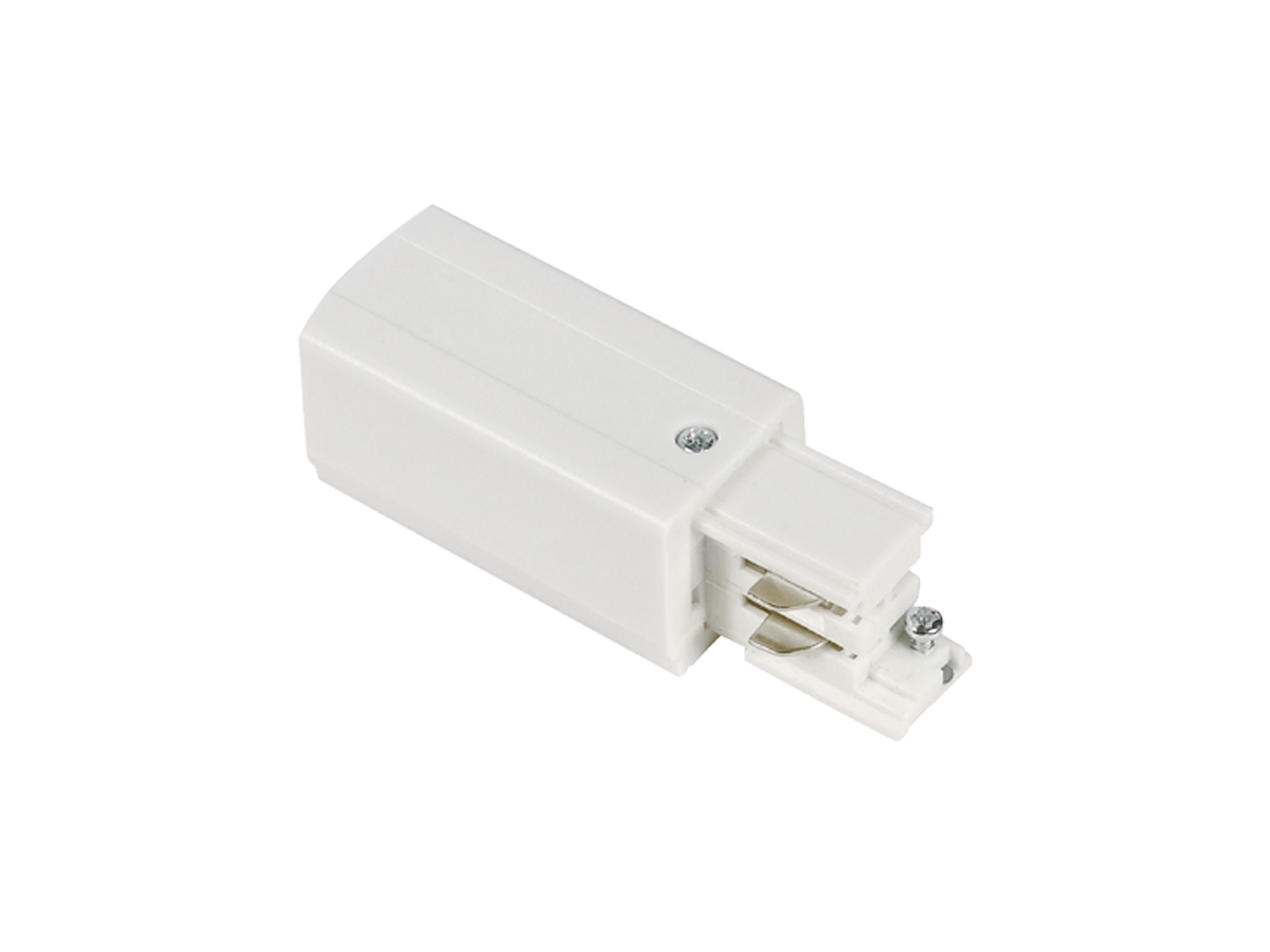 Stroomaansluiting voor LUMICANTO POWERTRACK railbaan links wit PRIME
