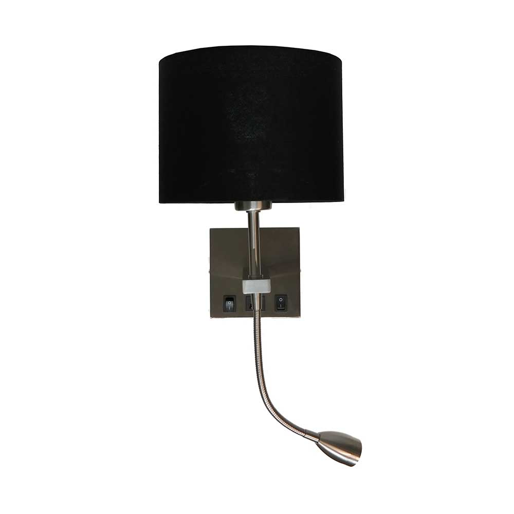 Artdelight Quad - Wandlamp - USB A+C - Mat staal
