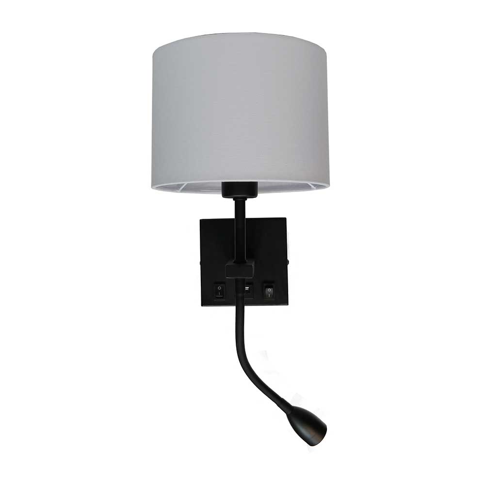Artdelight Quad - Wandlamp - USB A+C - Zwart