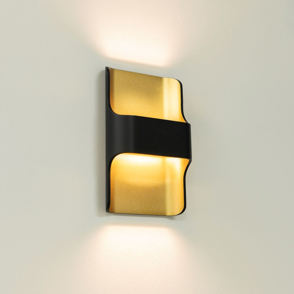 Artdelight Dallas - Wandlamp - Zwart/mat goud