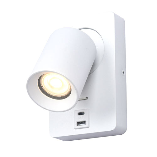 Artdelight Megano - Wandlamp - USB - Met schakelaar - Wit