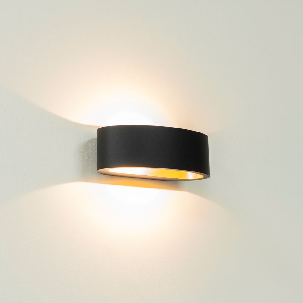 Artdelight Sharp - Wandlamp - Zwart/mat goud
