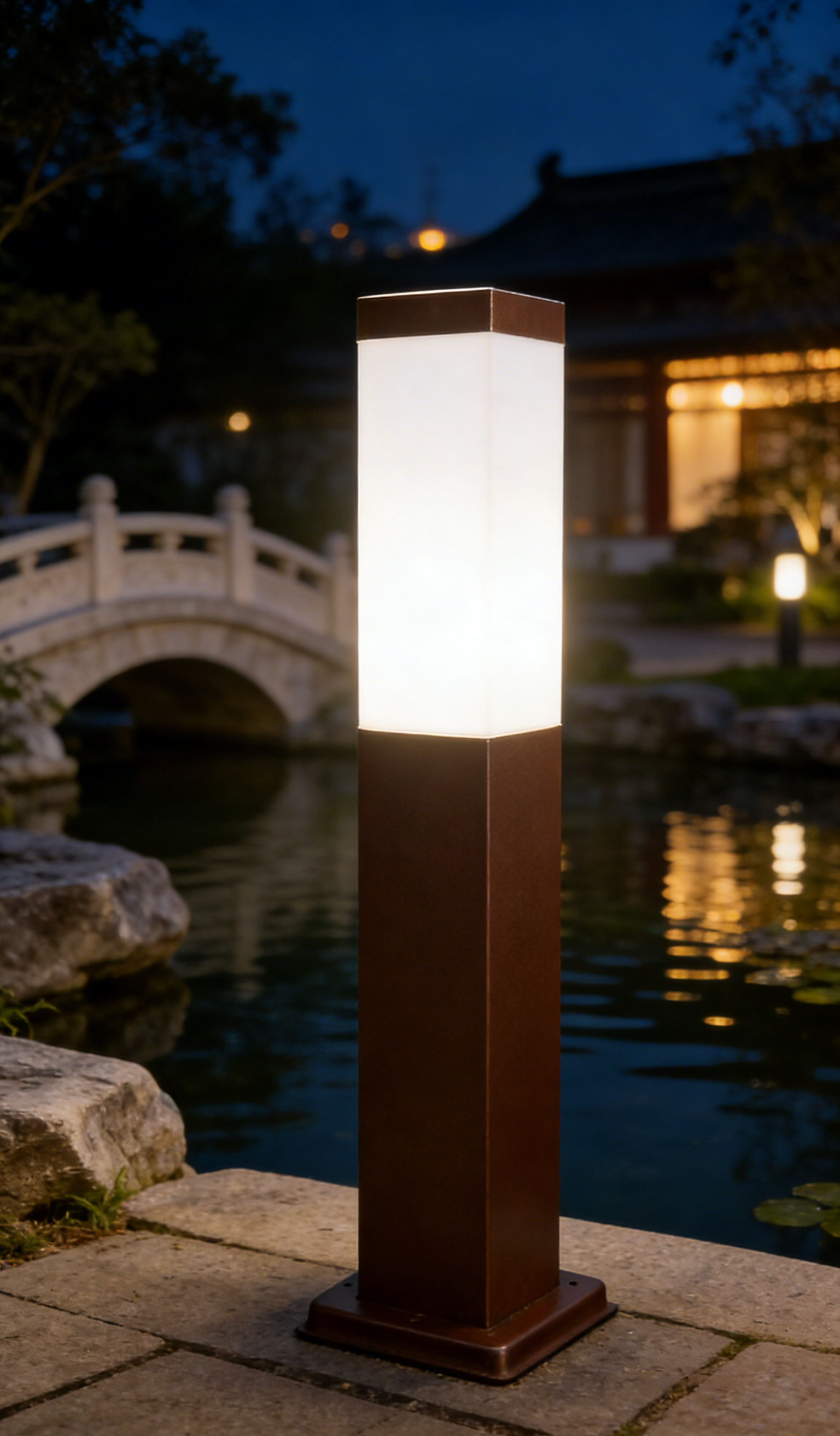 Tuinpaal CUBE vierkant corten E27 80cm LITE