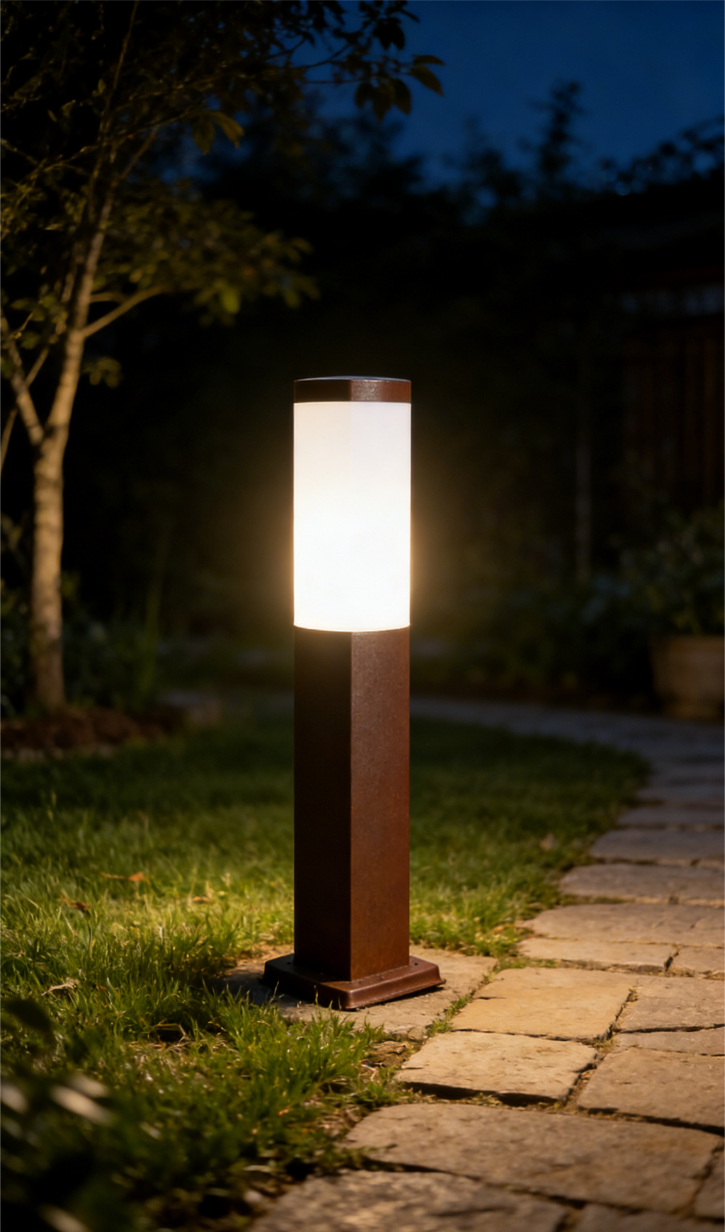 Tuinpaal CUBE vierkant corten E27 80cm LITE