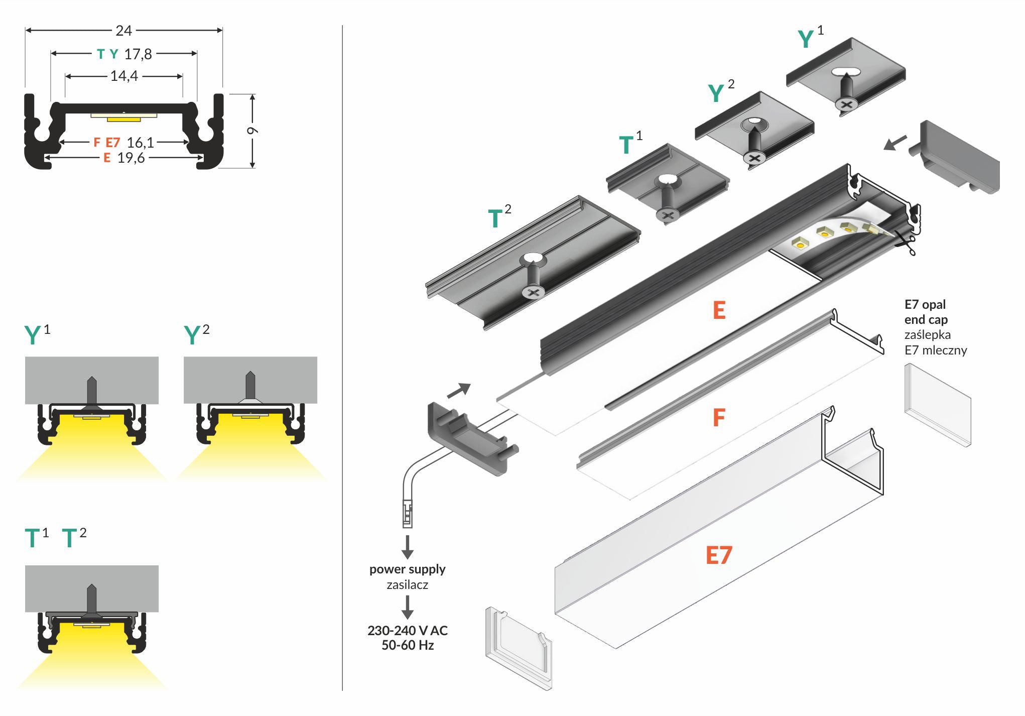 SURFACE-profiel14 EF/Y 1000 wit