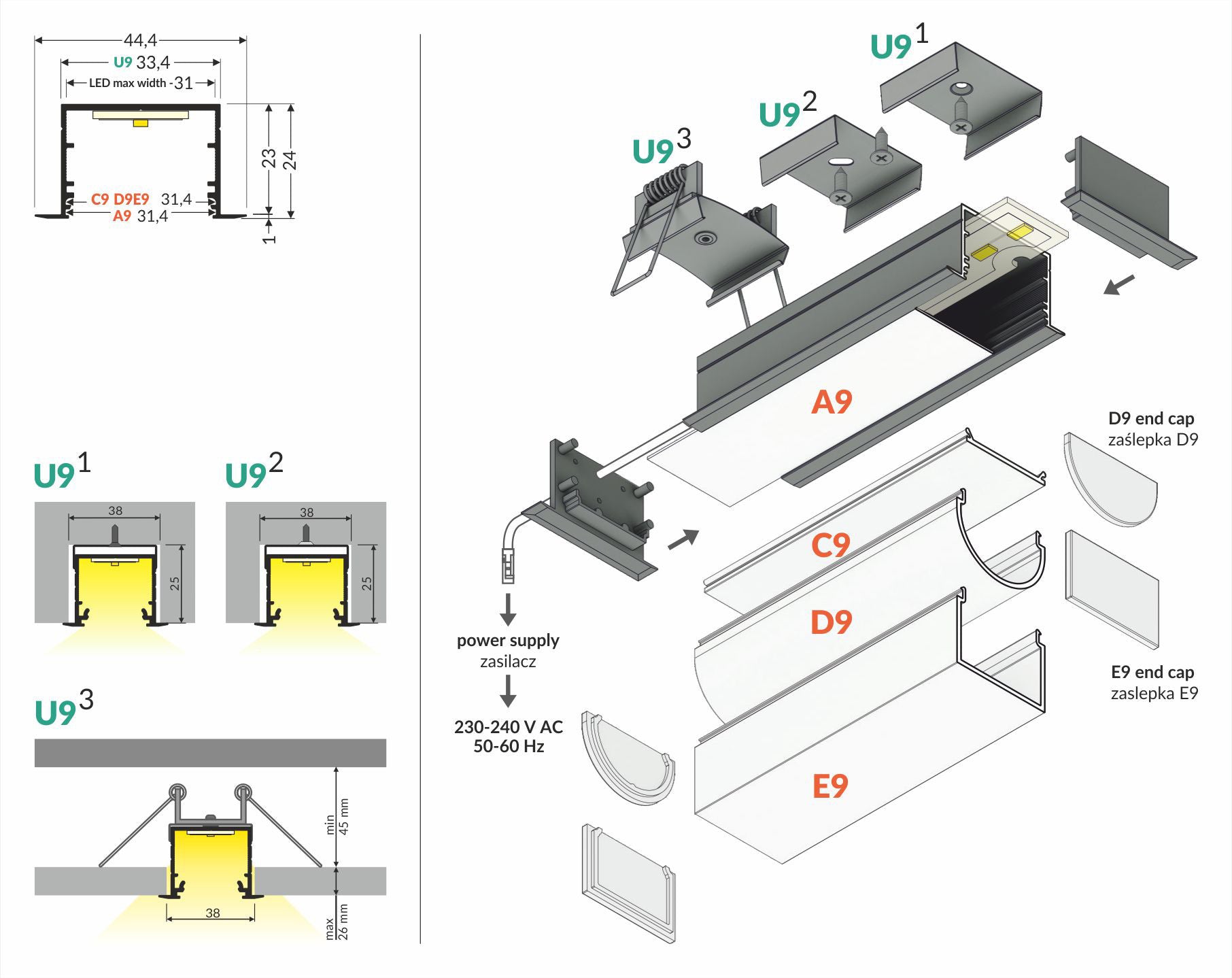 VARIO profiel30-07 ACDE-9/U9 3000 zwarte anode.